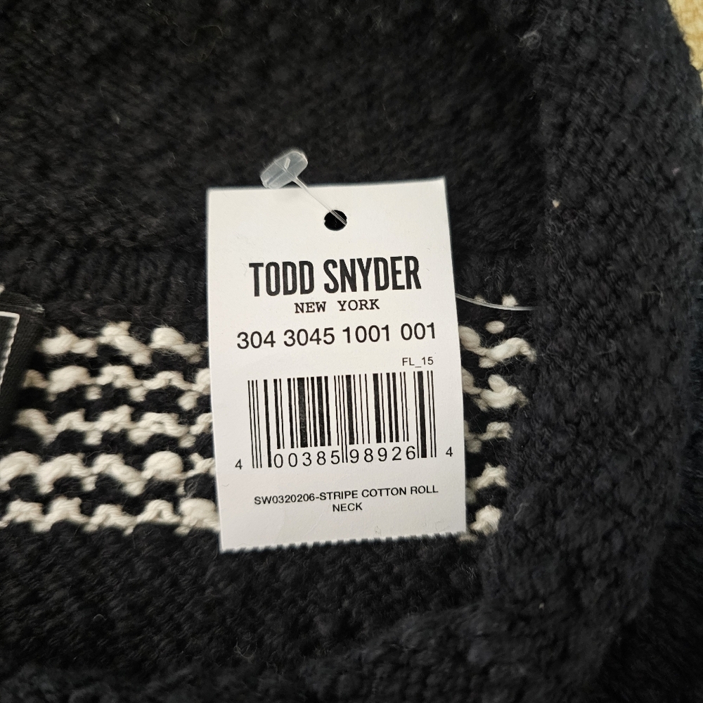 Todd Snyder Black White Striped Cotton Crewneck Sweater Mens S M L XL New NWT - Picture 4 of 7